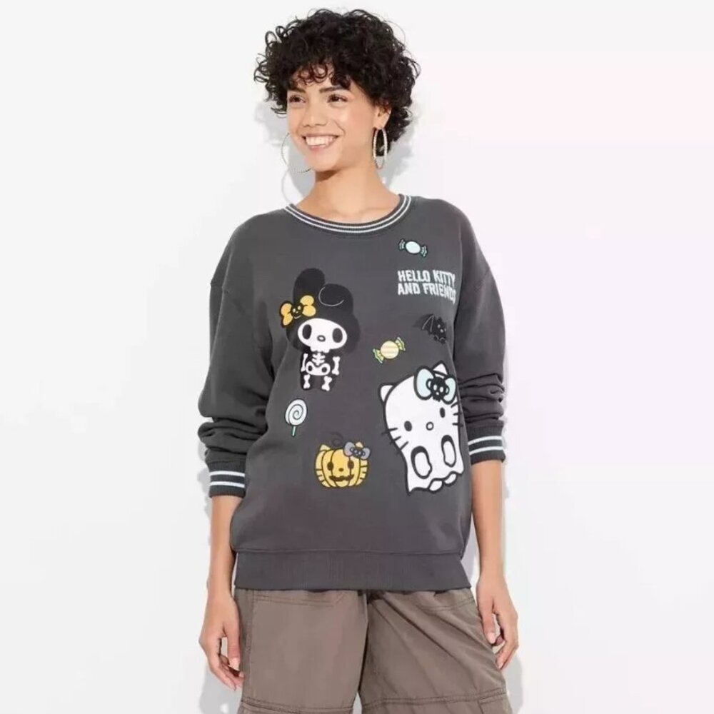 Target Women's Hello Kitty Halloween Graphic Sweatshirt - Black Size XXS